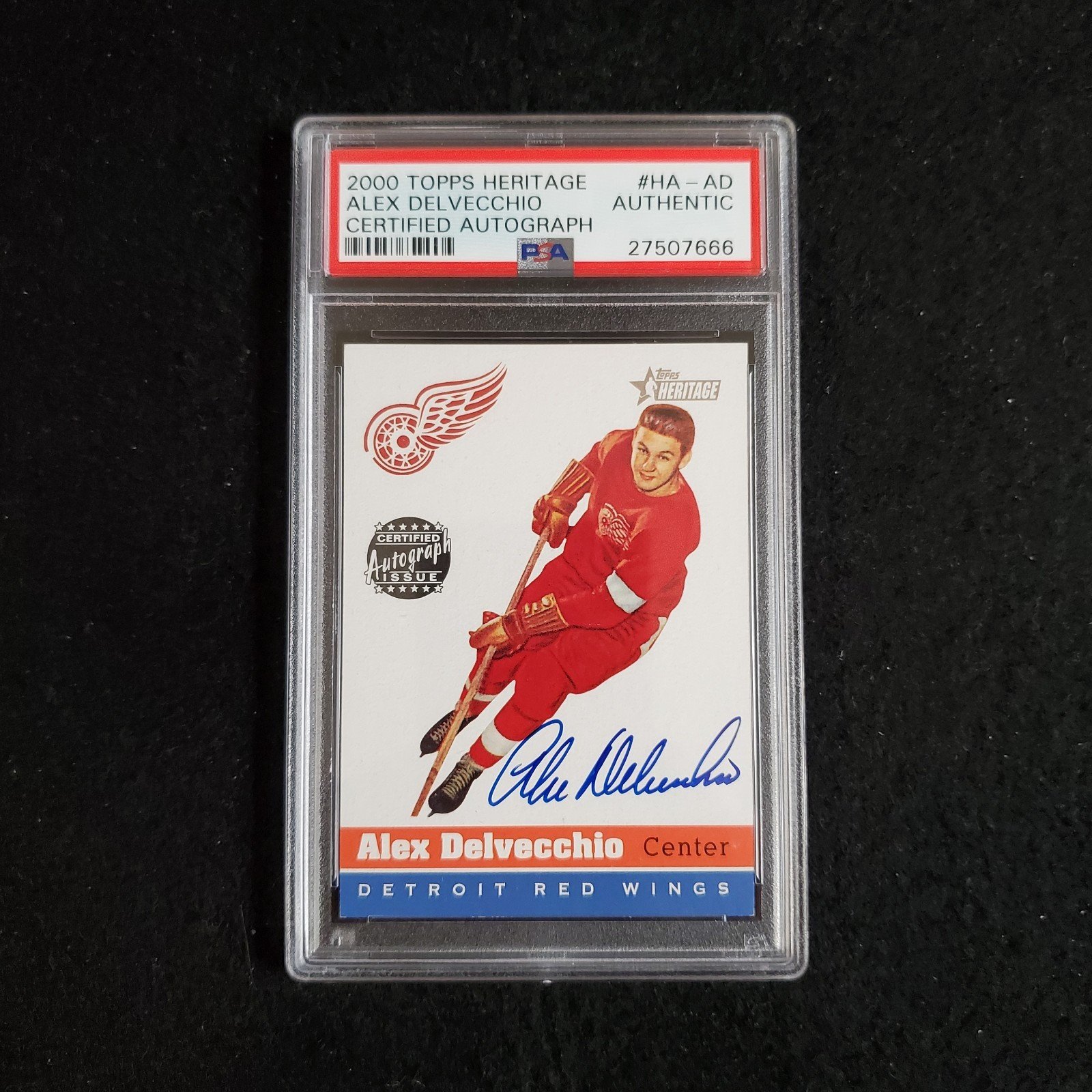 2000 Alex Delvecchio Topps Heritage Auto PSA Authentic
