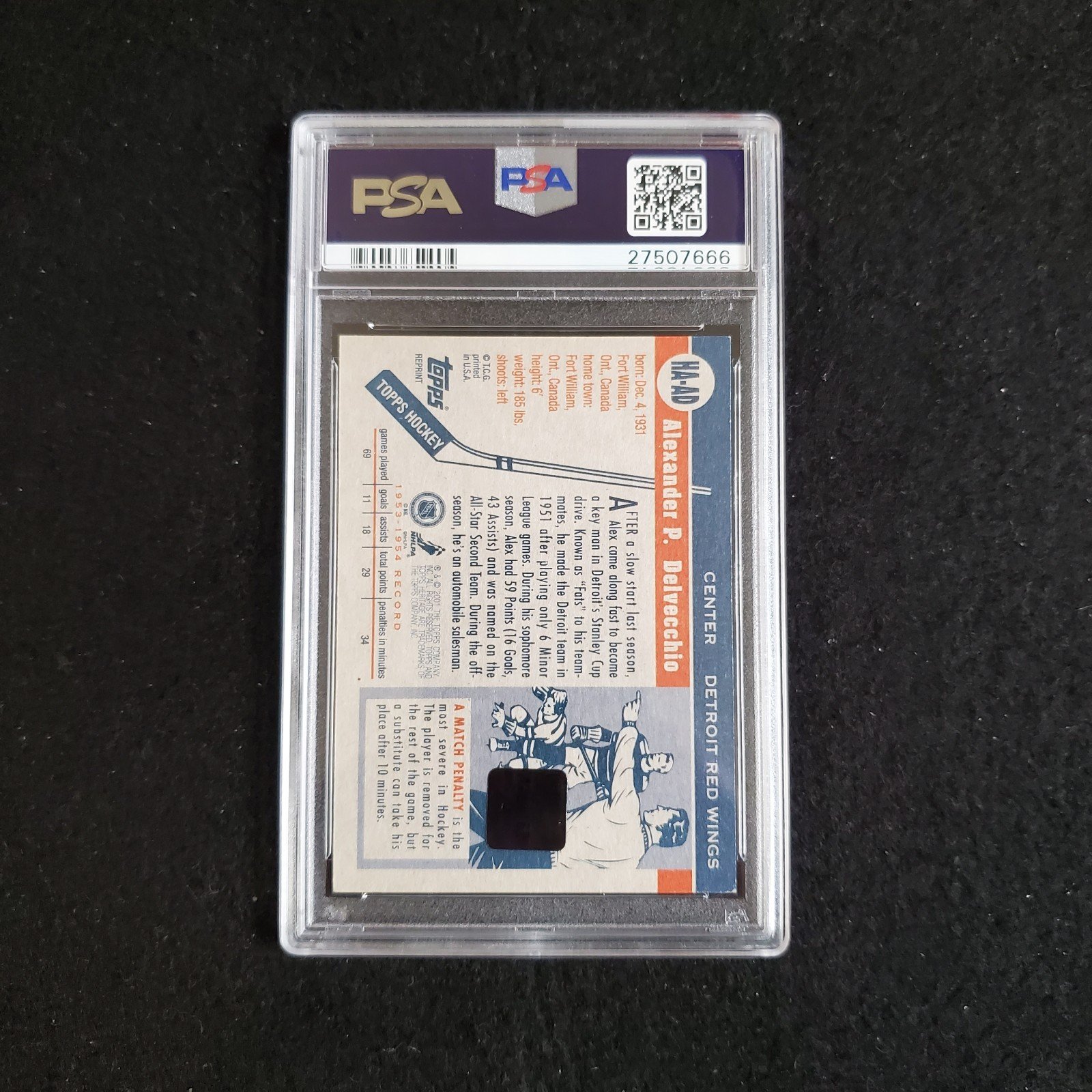 2000 Alex Delvecchio Topps Heritage Auto PSA Authentic - Image 2