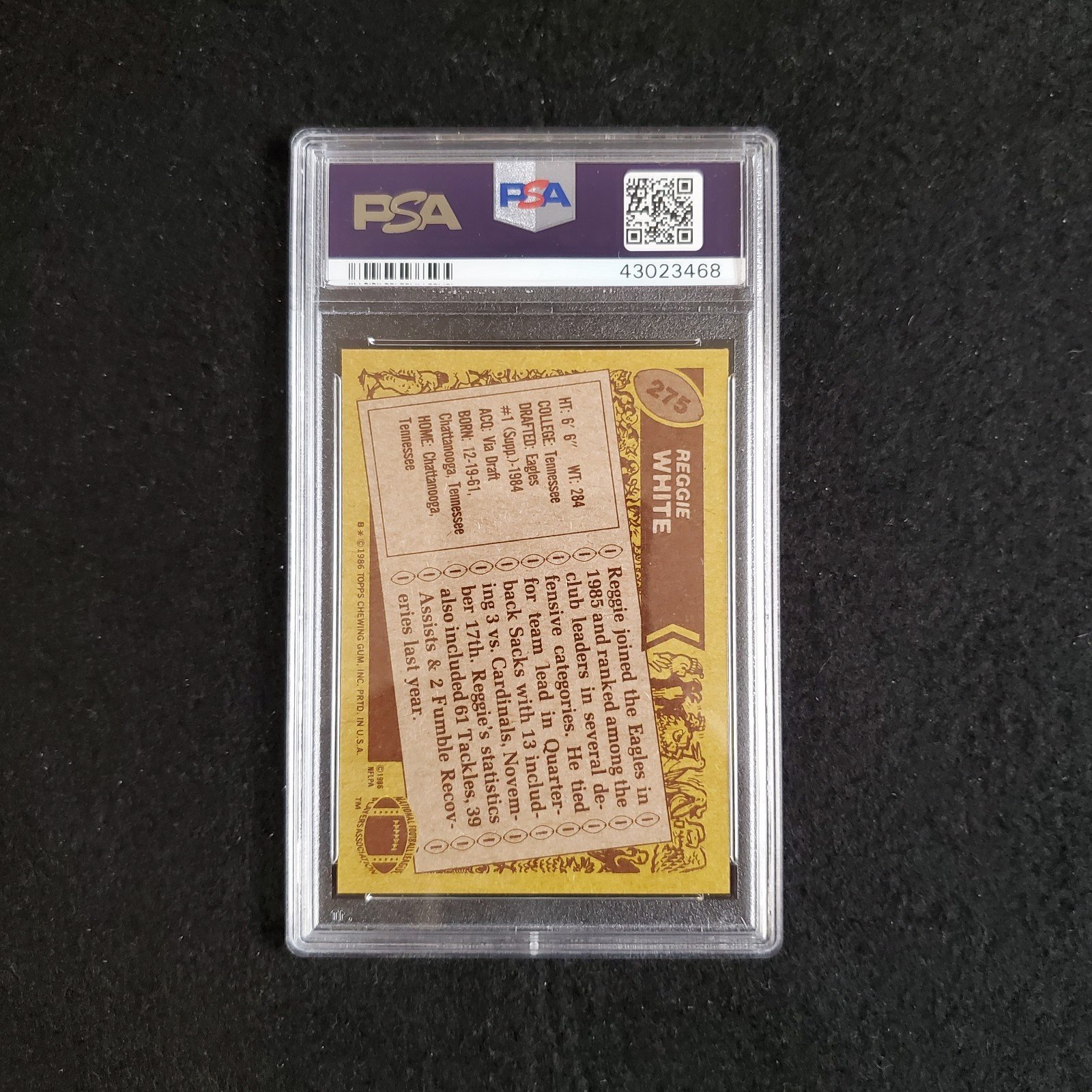 1986 Reggie White Topps Rookie PSA 8 - Image 2