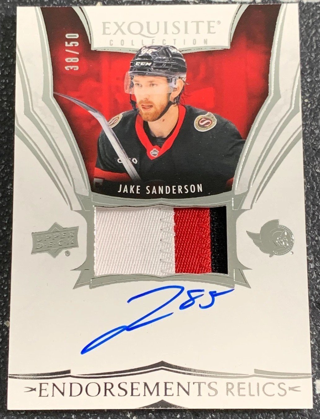 2024-25 UD The Cup Exquisite Jake Sanderson Endorsements Relics Patch Auto /50