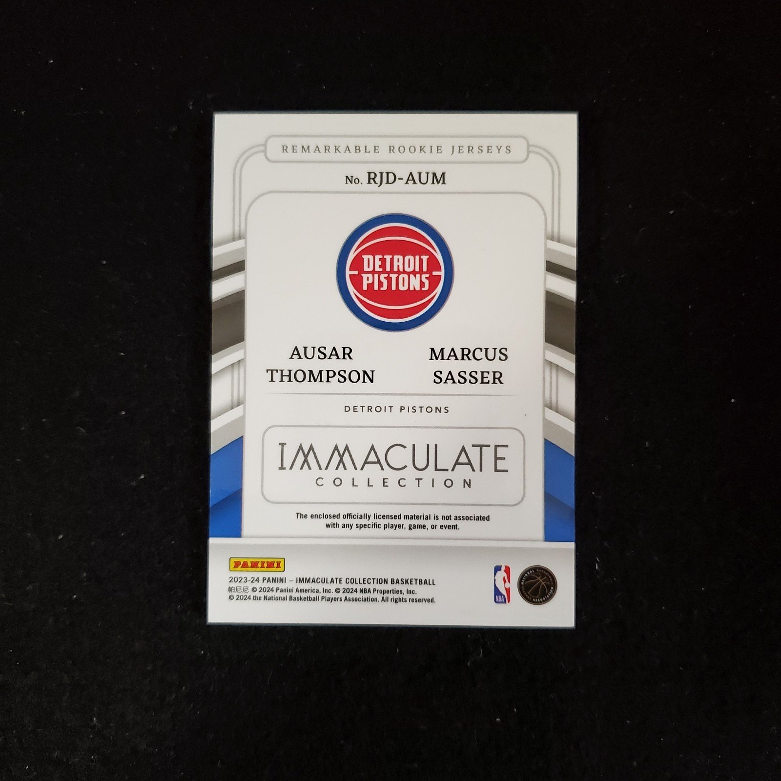 2023-24 Ausar Thompson Marcus Sasser Panini Immaculate Rookie Patch /75 - Image 2