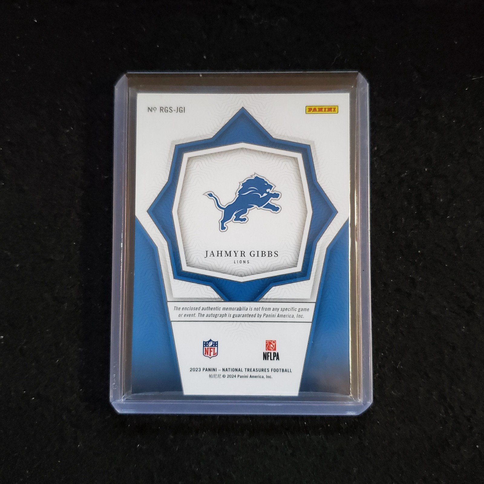 2023 National Treasures JAHMYR GIBBS Purple Rookie Gloves Auto /15 SSP - Image 2