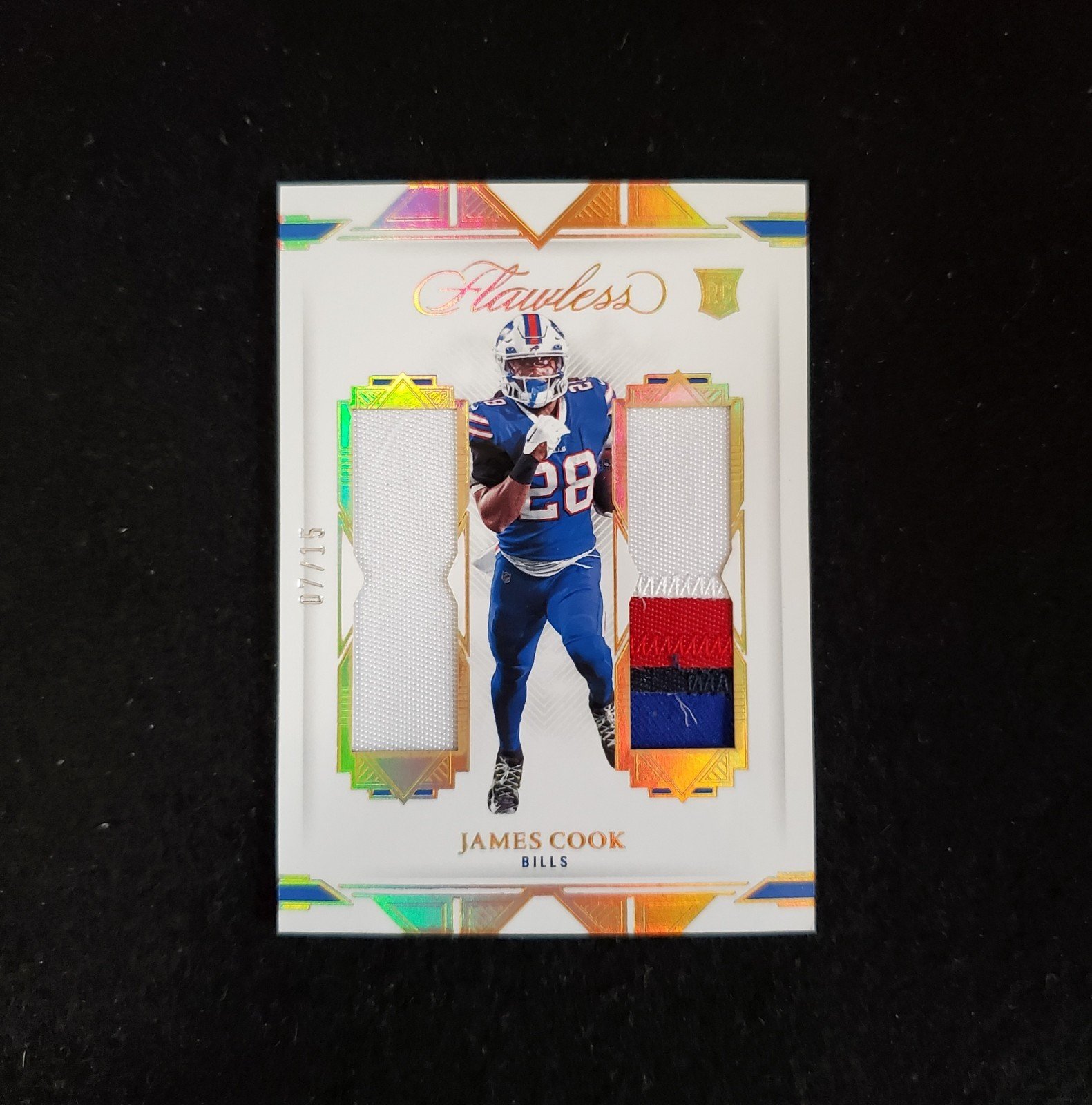 2022 PANINI FLAWLESS JAMES COOK DEBUT DUALS ROOKIE PATCH /15