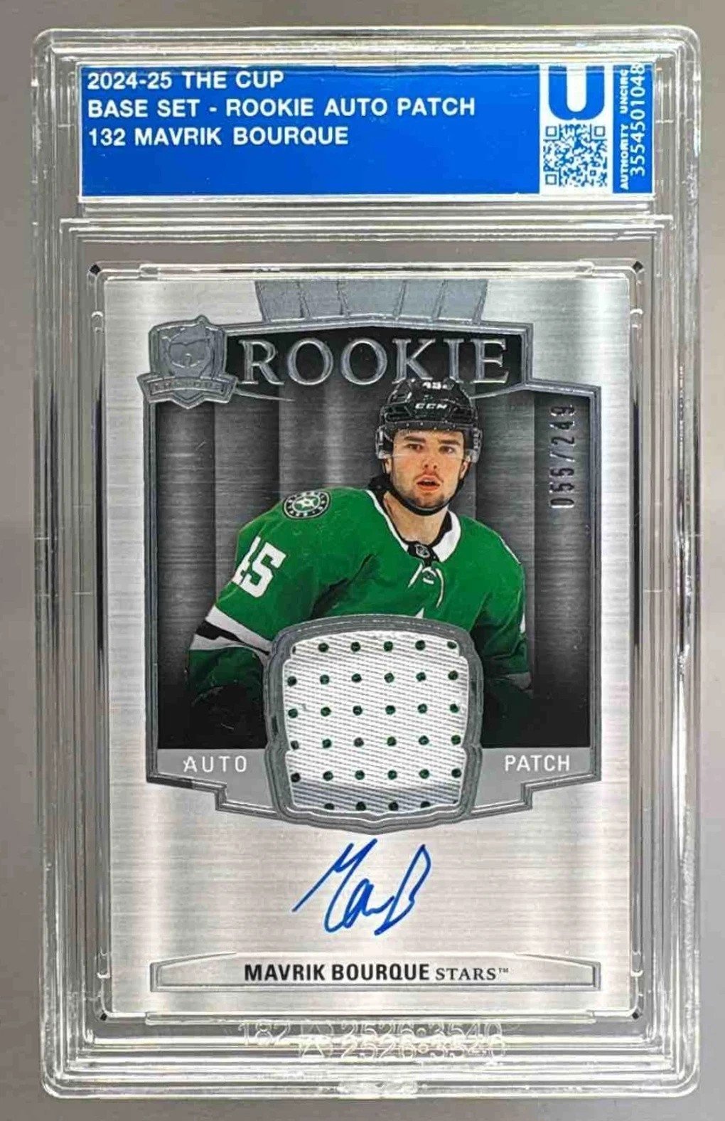 Mavrik Bourque 2024 Upper Deck The Cup #132 Rookie Patch Auto 55/249