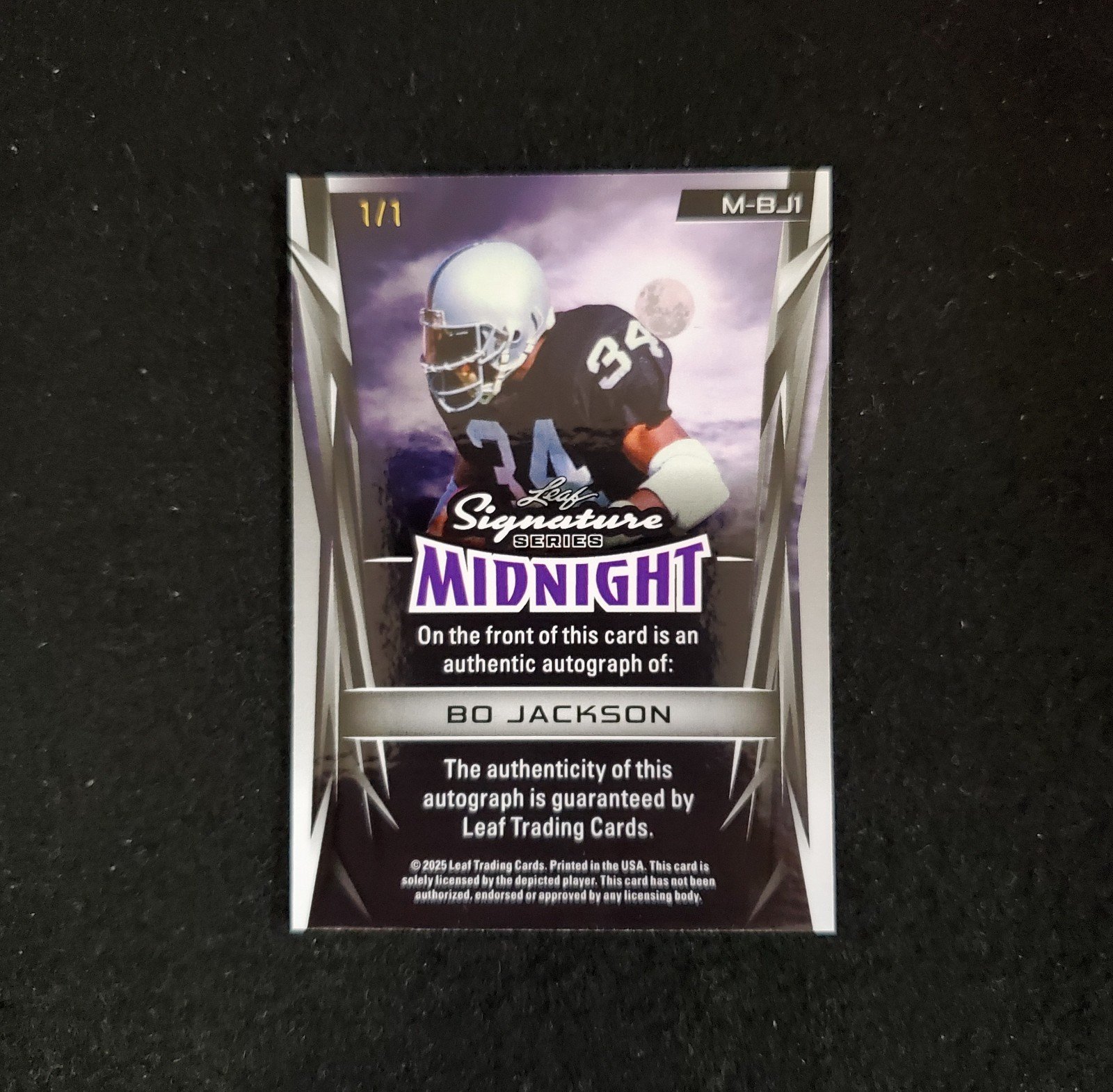 2025 Bo Jackson Leaf Signature Series Midnight Auto 1/1 - Image 2