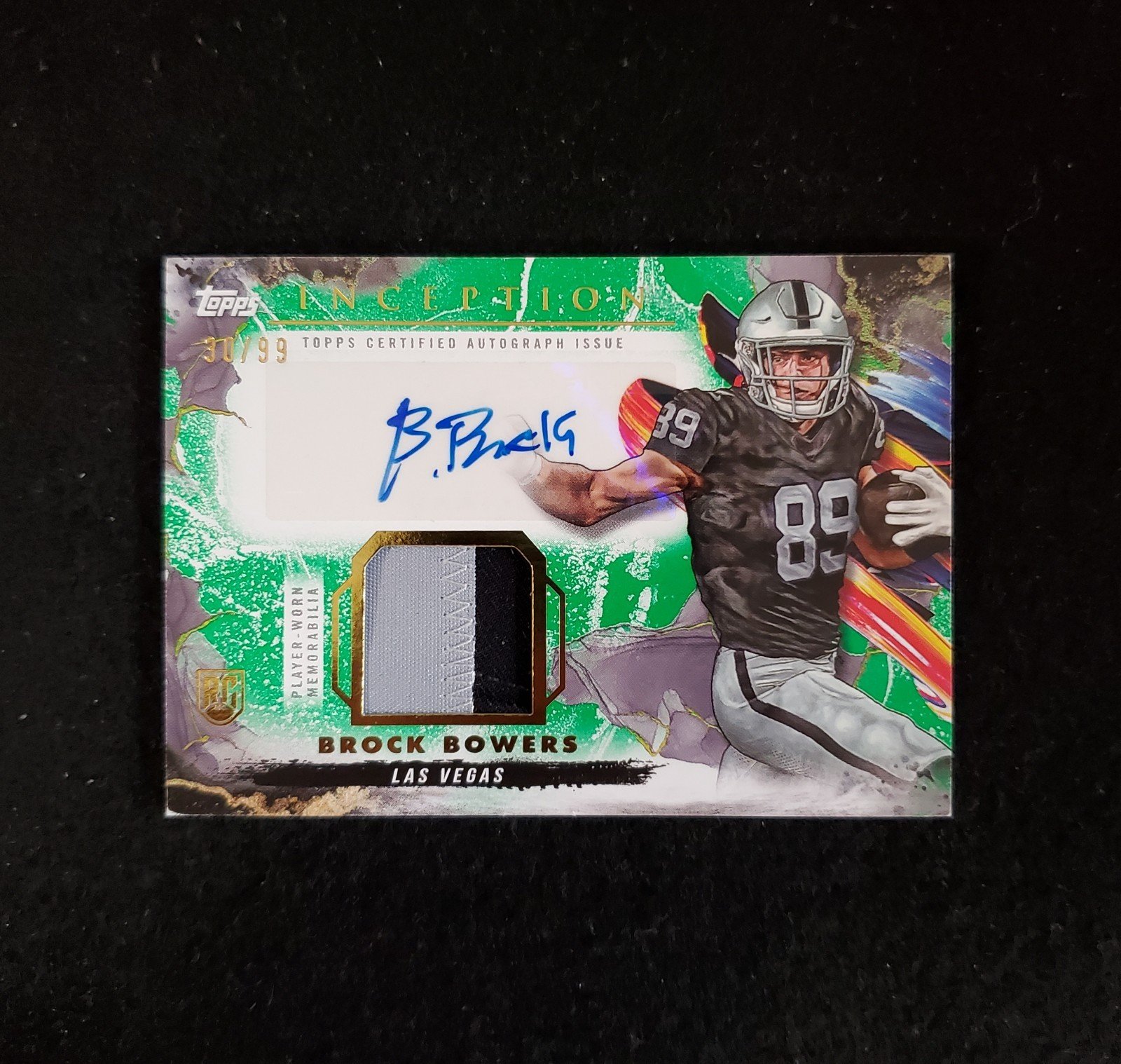 2024 Brock Bowers Topps Inception Rookie Patch Auto RPA Green /99