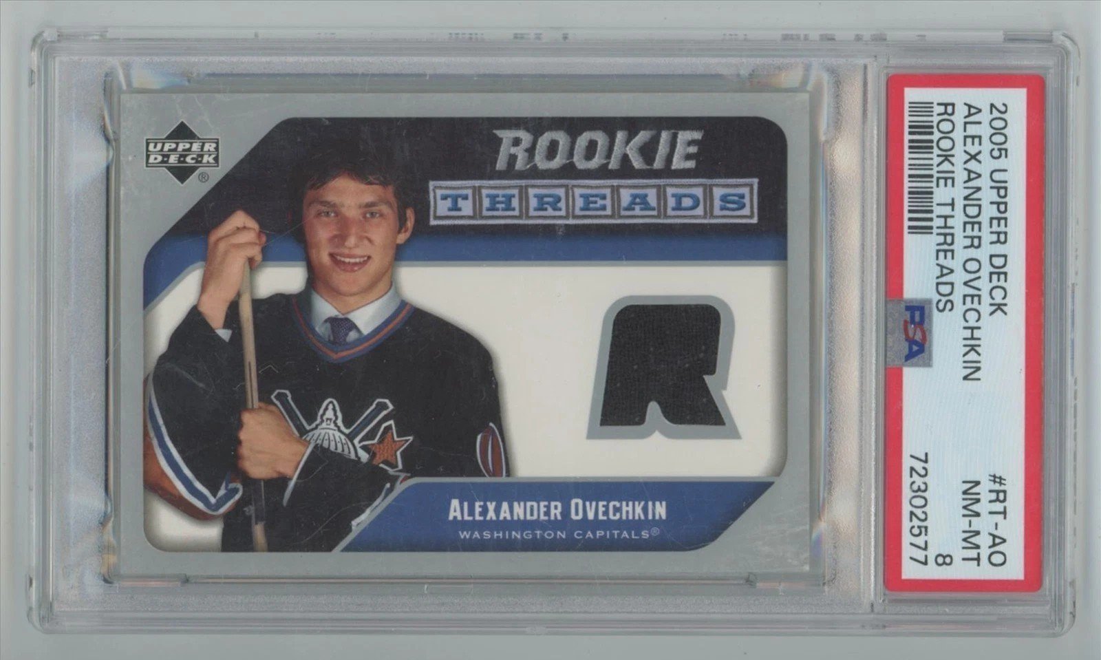 2005-06 Upper Deck Rookie Threads Relic Alexander Ovechkin PSA 8 #RT-AO