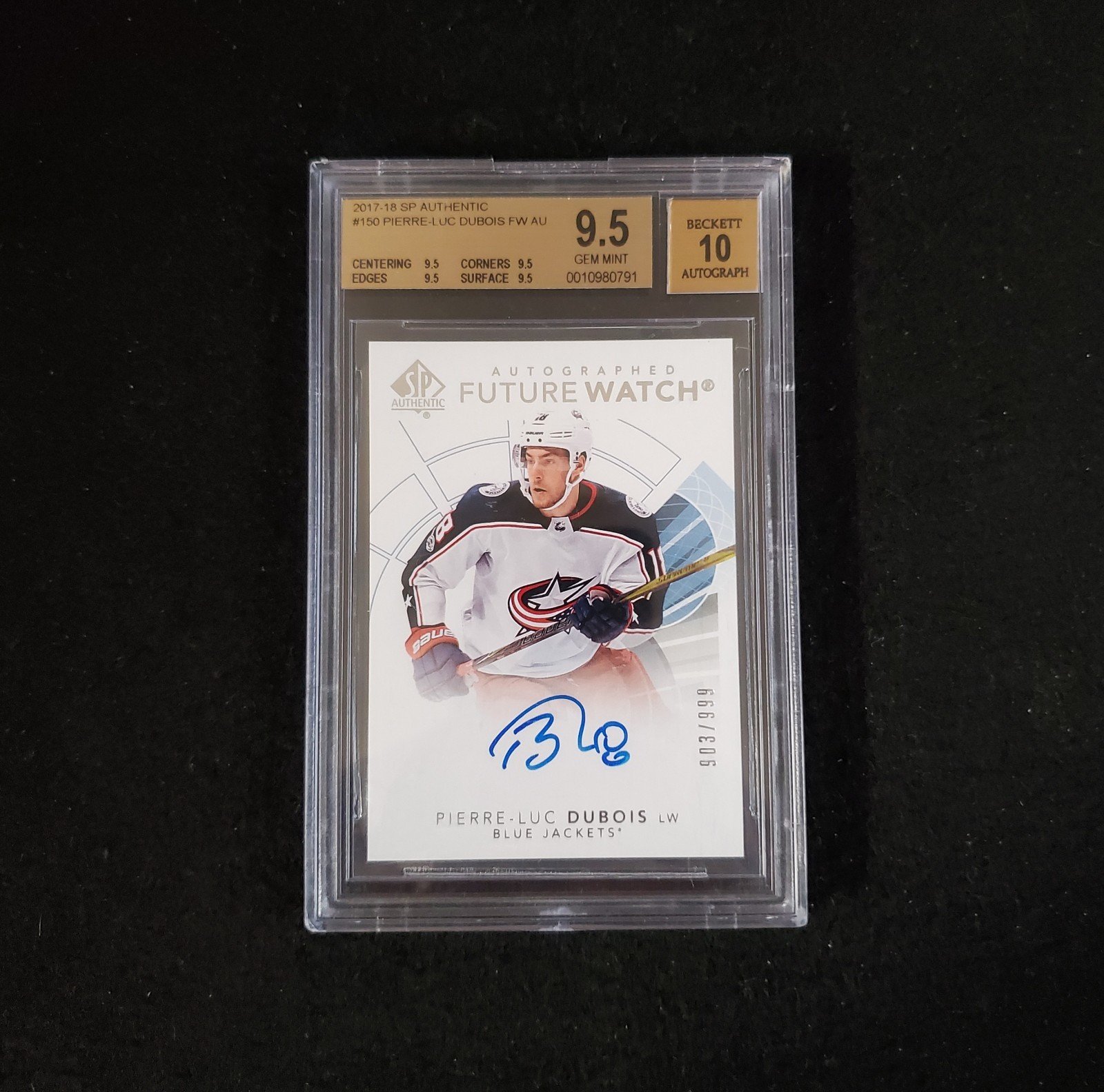 2017-18 Pierre-Luc Dubois SP Authentic Future Watch Auto Rookie /999 BGS 9.5