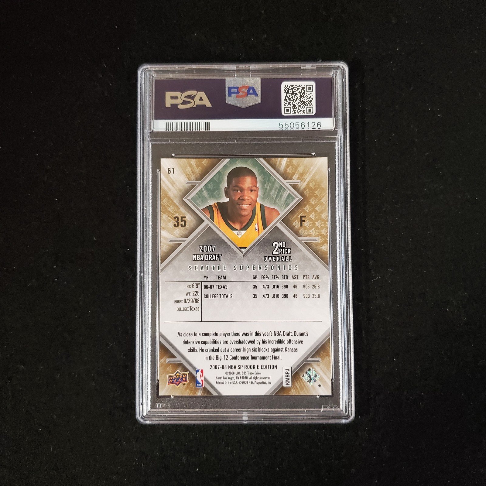 2007-08 Kevin Durant SP Rookie Edition PSA 10 - Image 2