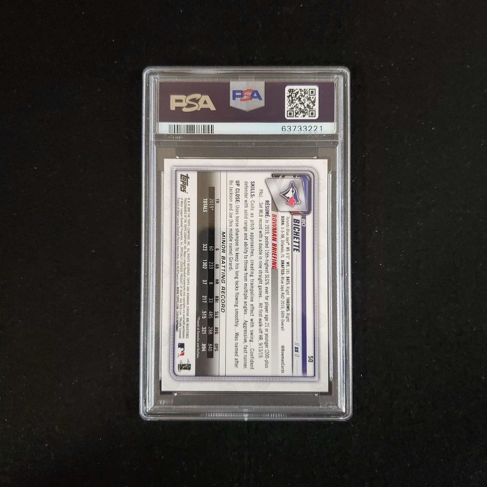 2020 Bo Bichette Bowman Chrome Rookie SSP PSA 10 - Image 2