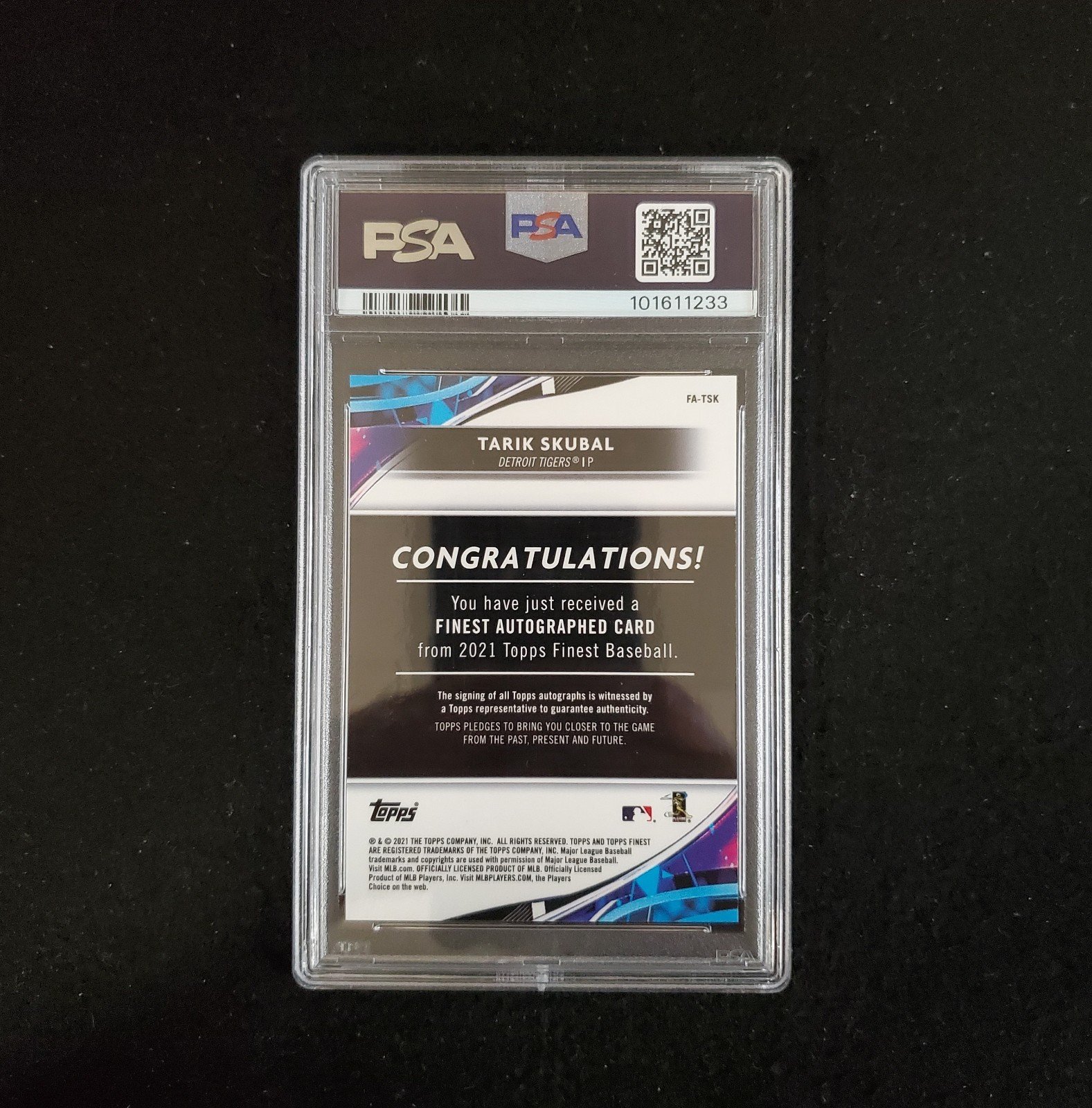 2021 Tarik Skubal Topps Finest Rookie Auto PSA 9 - Image 2