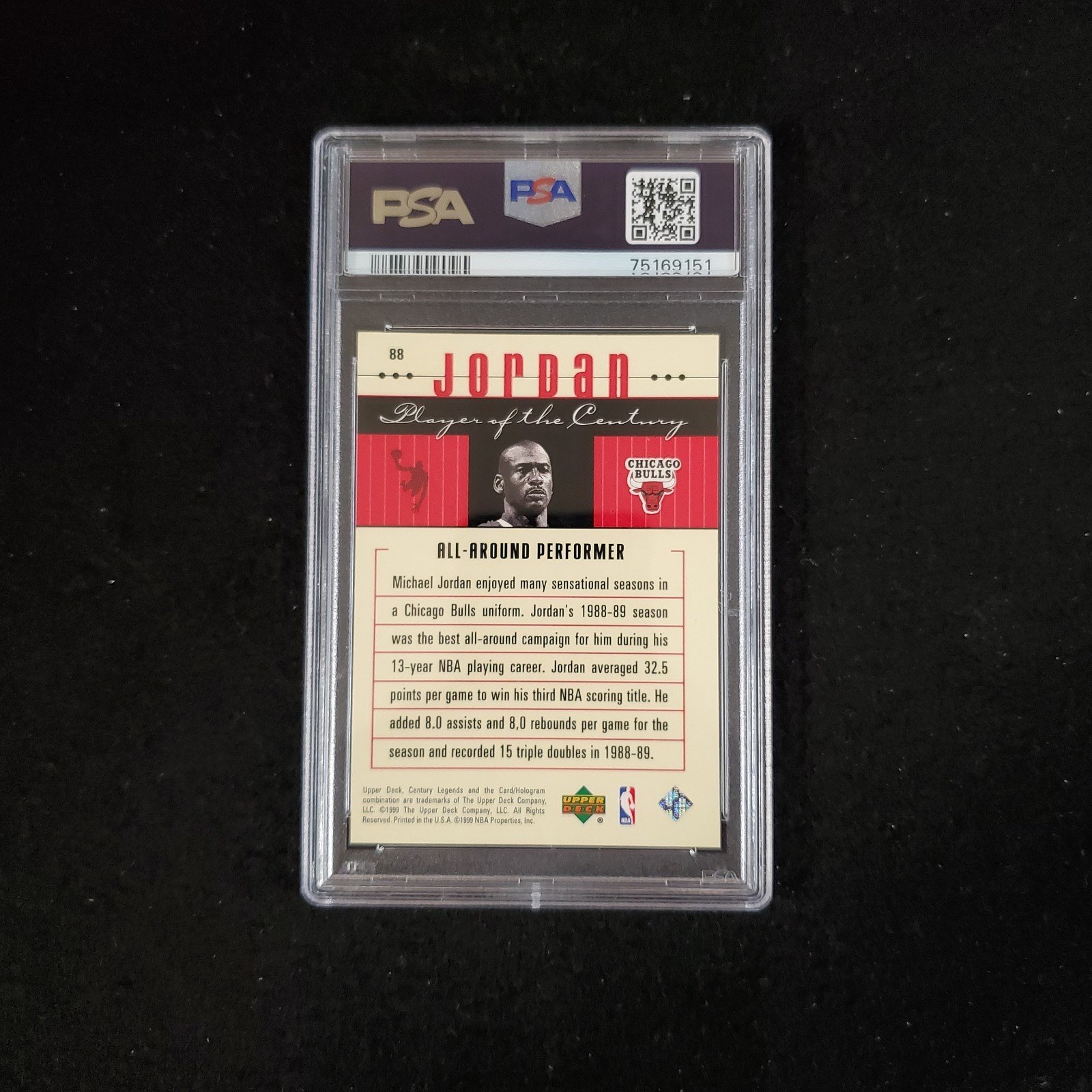 1999 Michael Jordan Upper Deck Century Legend PSA 8 - Image 2