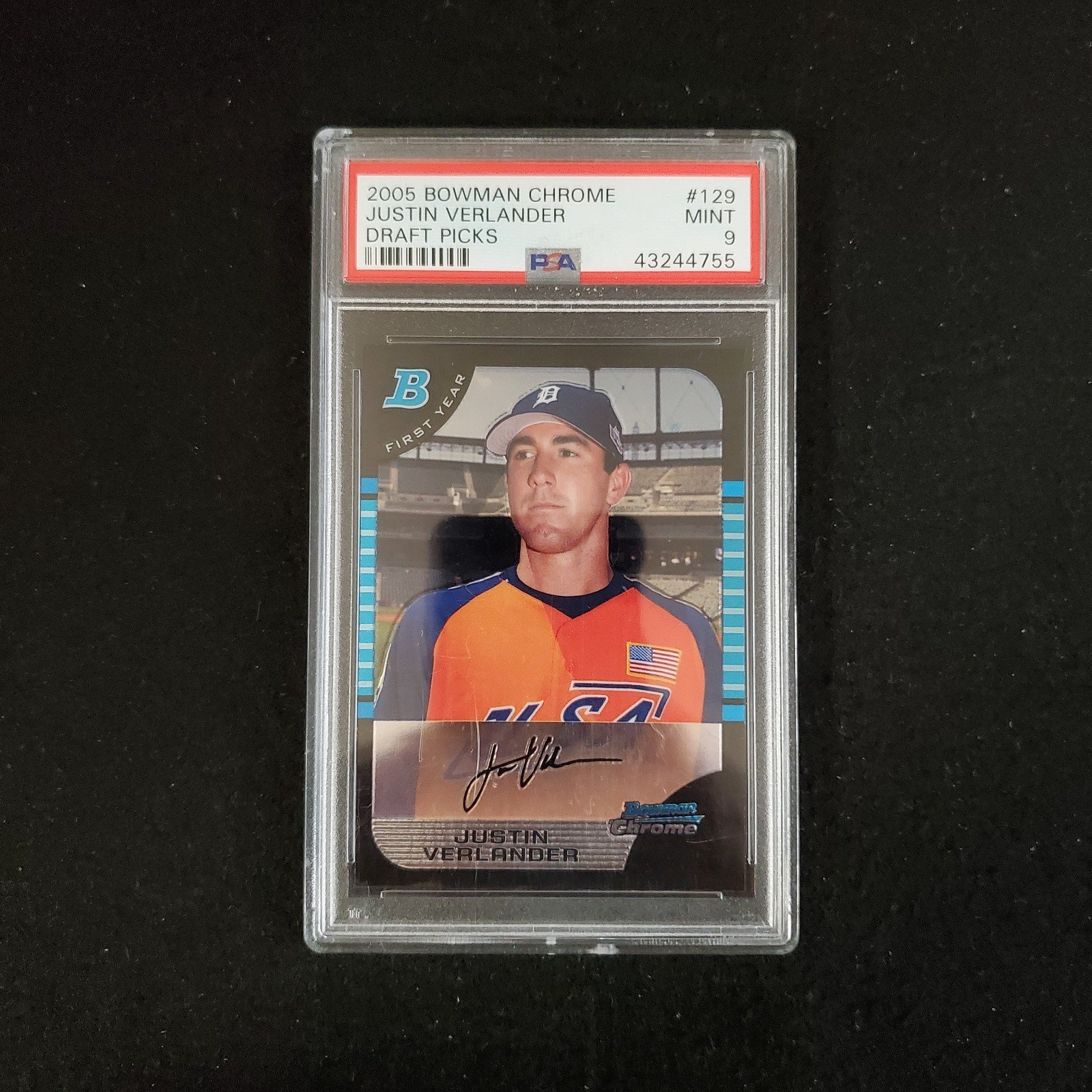2005 Justin Verlander Bowman Chrome Draft Rookie PSA 9