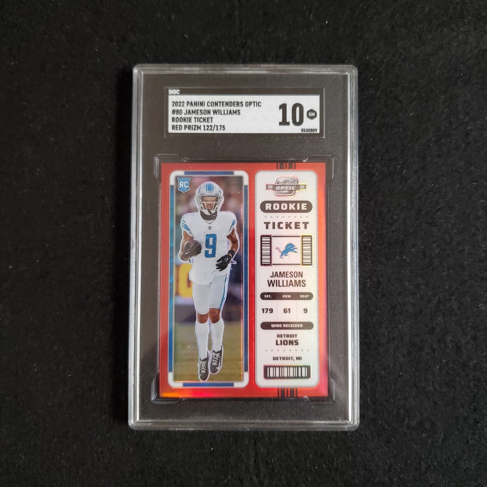 2022 Jameson Williams Panini Contenders Optic Rookie Red Prizm /175 SGC 10