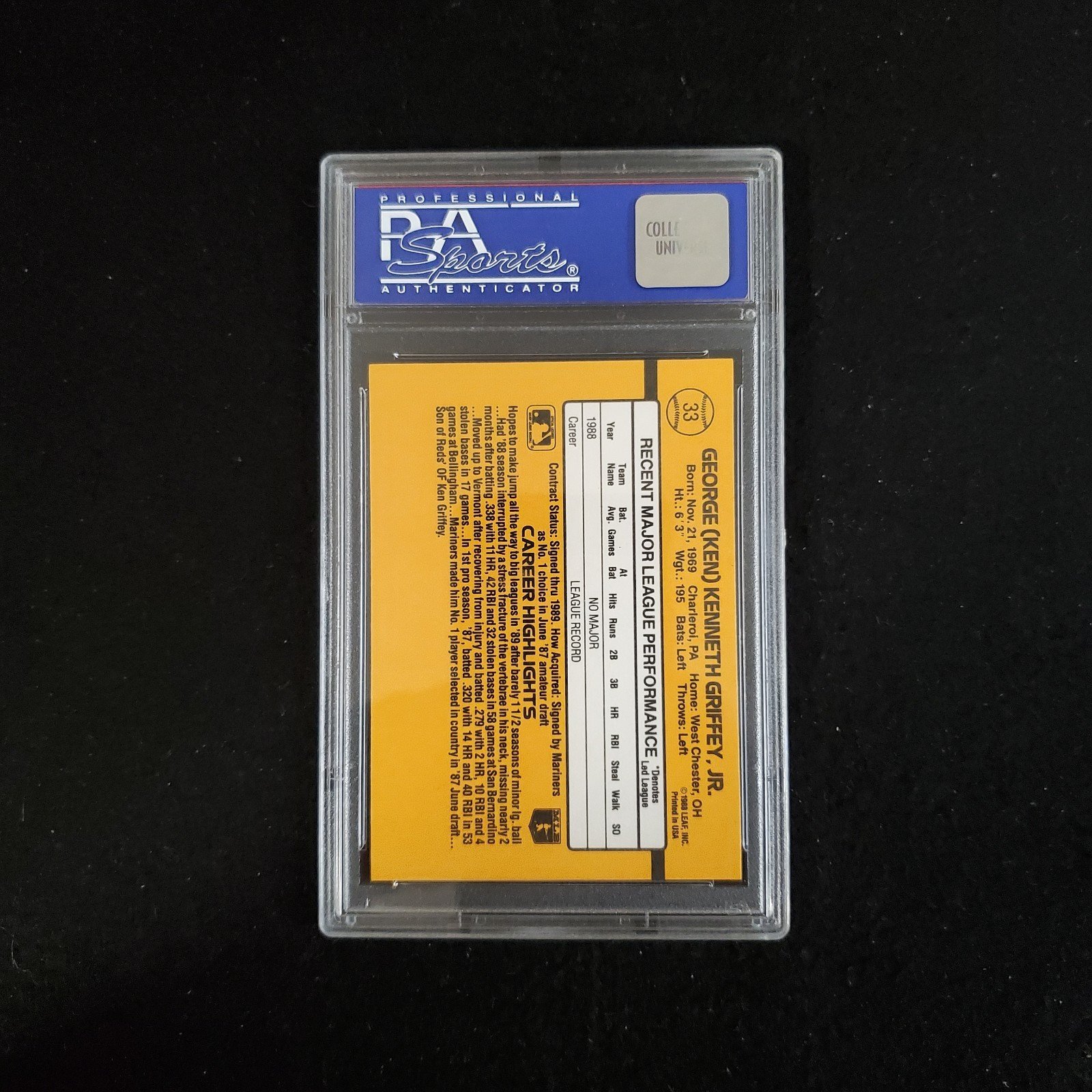 1989 Ken Griffey Jr Donruss Rookie PSA 9 - Image 2