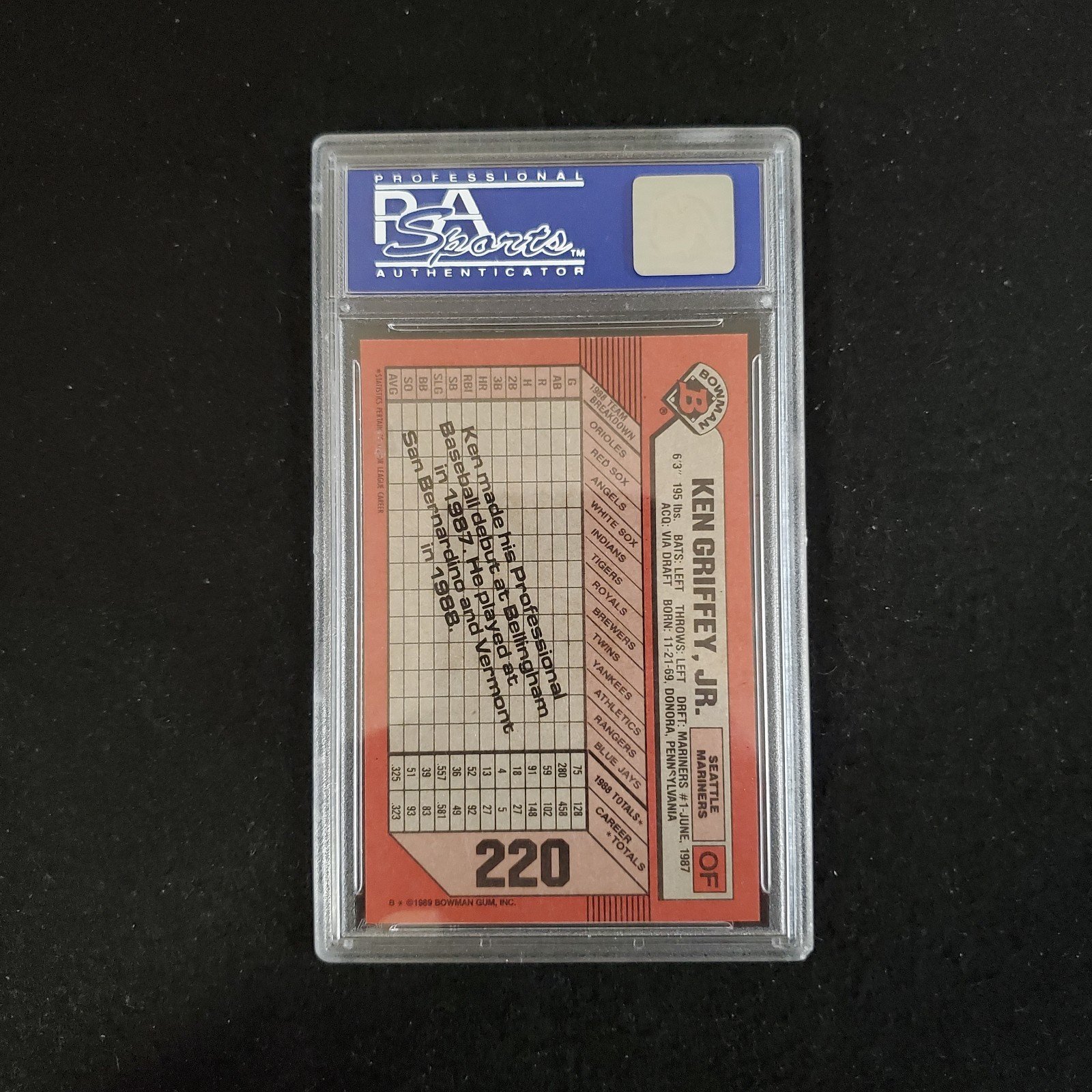 1989 Ken Griffey Jr Bowman Rookie PSA 9 - Image 2