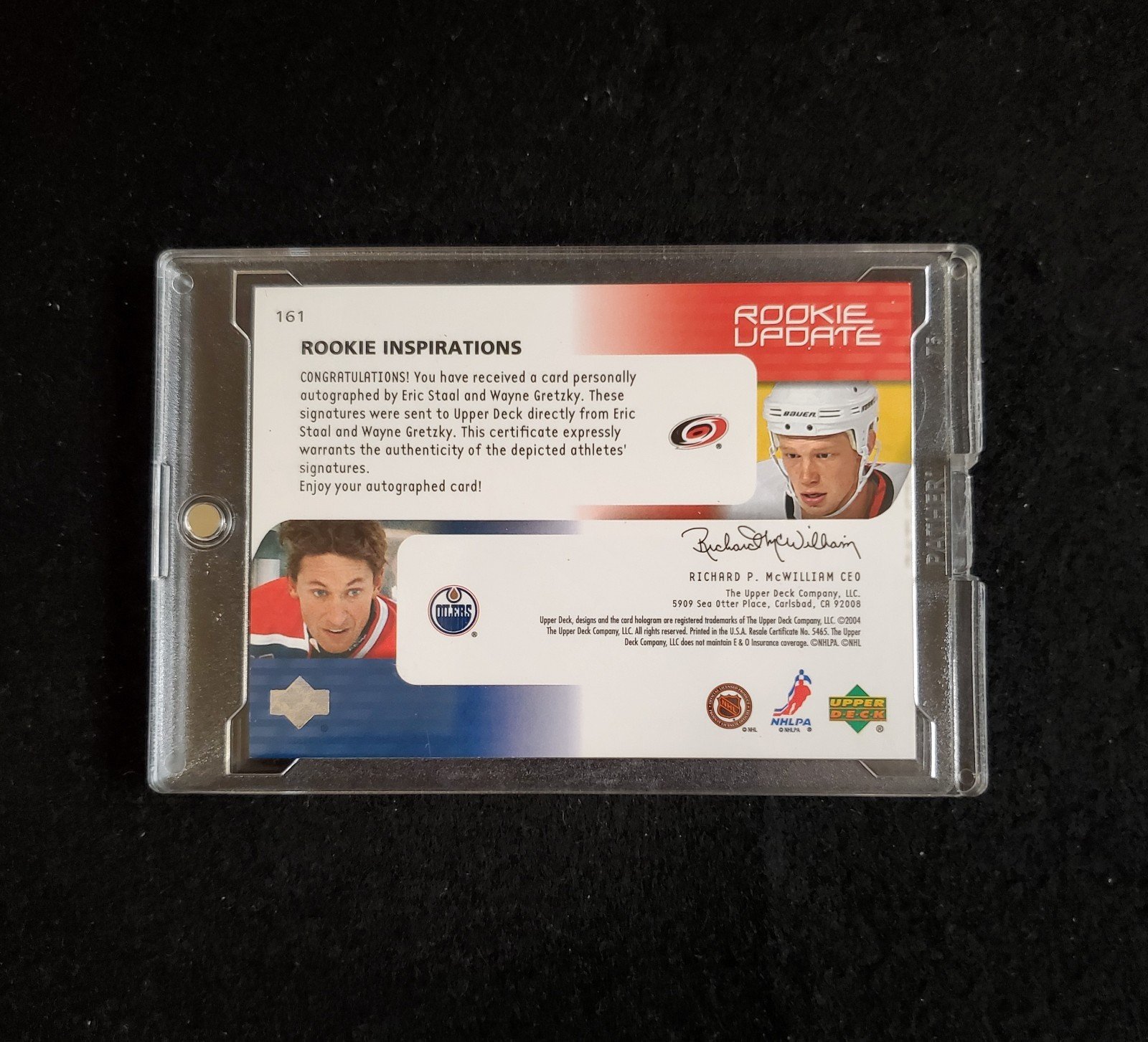 2003-04 Upper Deck Wayne Gretzky Eric Staal Rookie Inspirations Auto 123/199 - Image 2