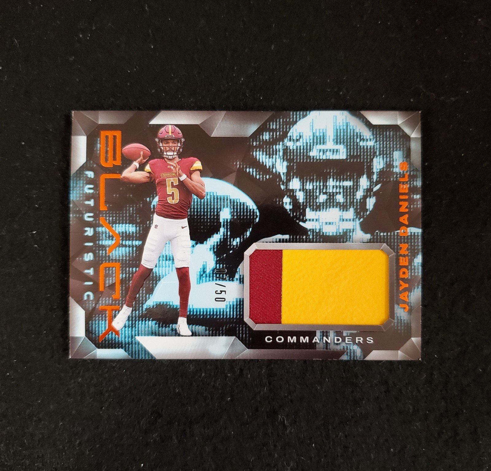 2024 Jayden Daniels Panini Black Rookie Futuristic 2 Color Patch /50