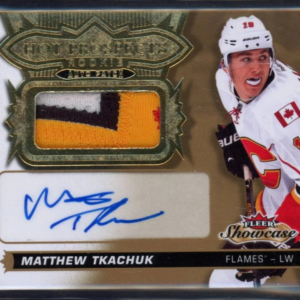 2016 Fleer Showcase Matthew Tkachuk Hot Prospects Rookie Patch Auto PAR /85