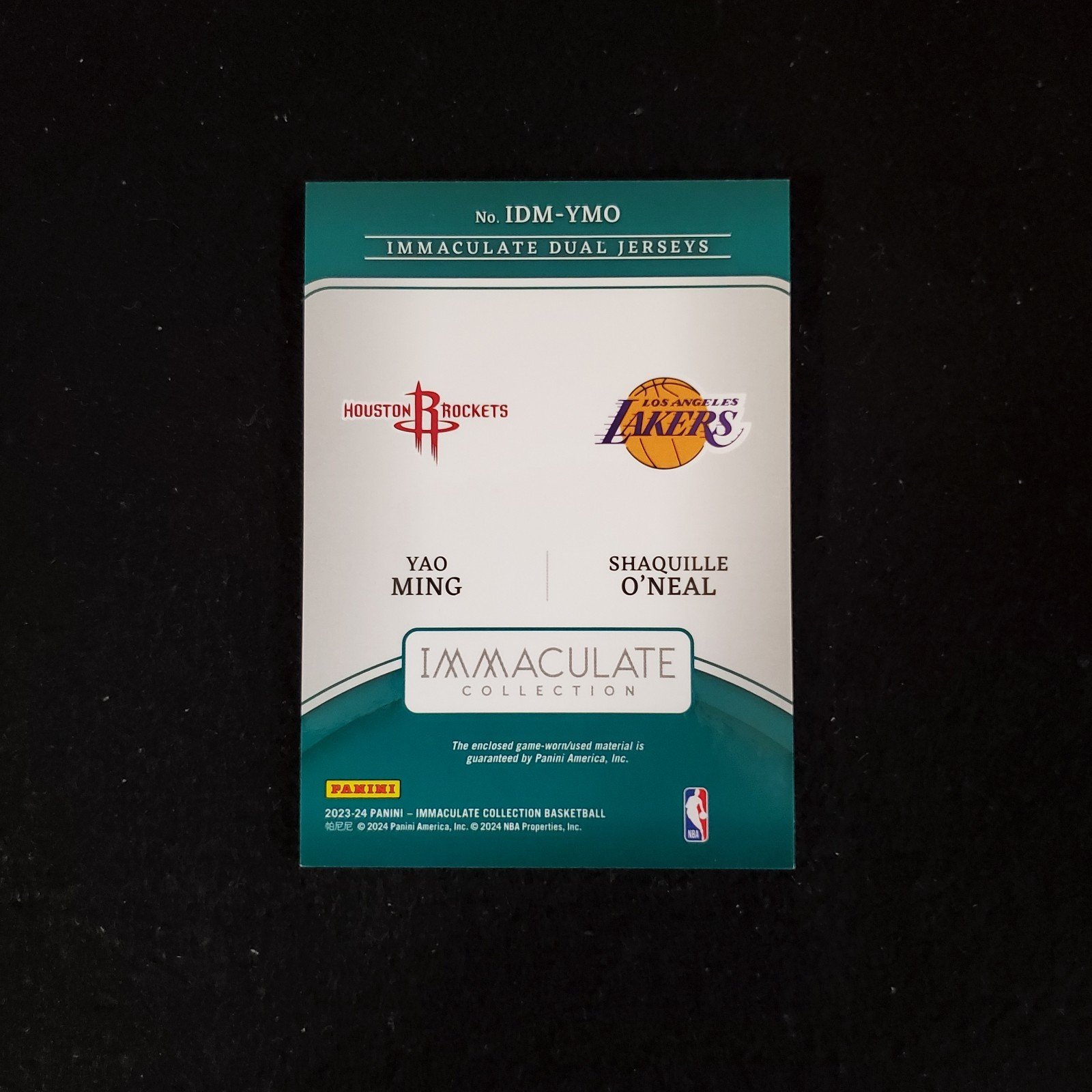 2023-24 Shaquille O'Neal Yao Ming Panini Immaculate Dual Patch /99 - Image 2