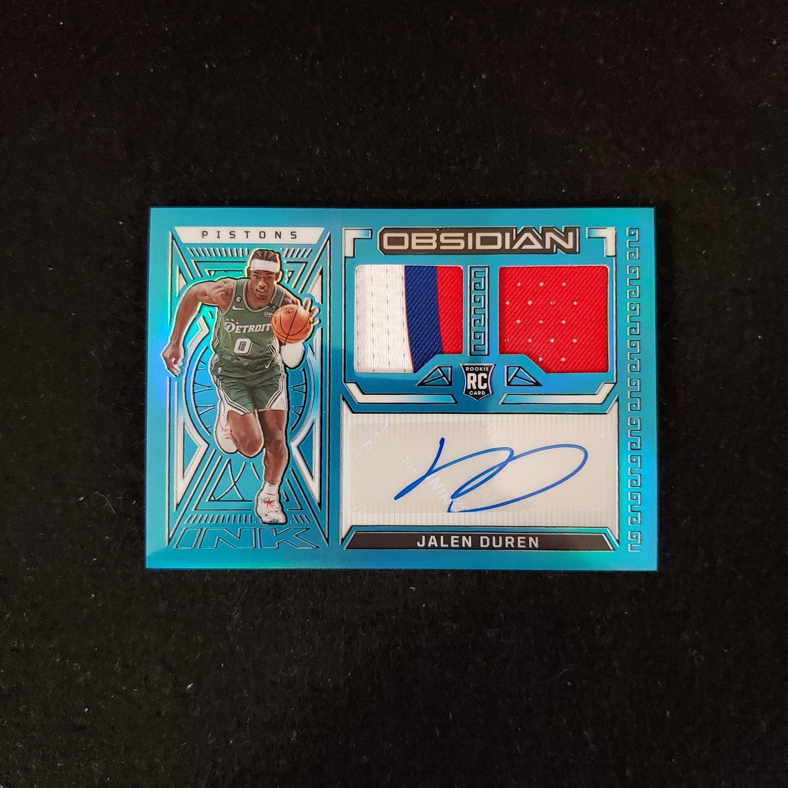 2022-23 Jalen Duren Panini Obsidian Rookie Patch Auto RPA Electric Etch Blue /27