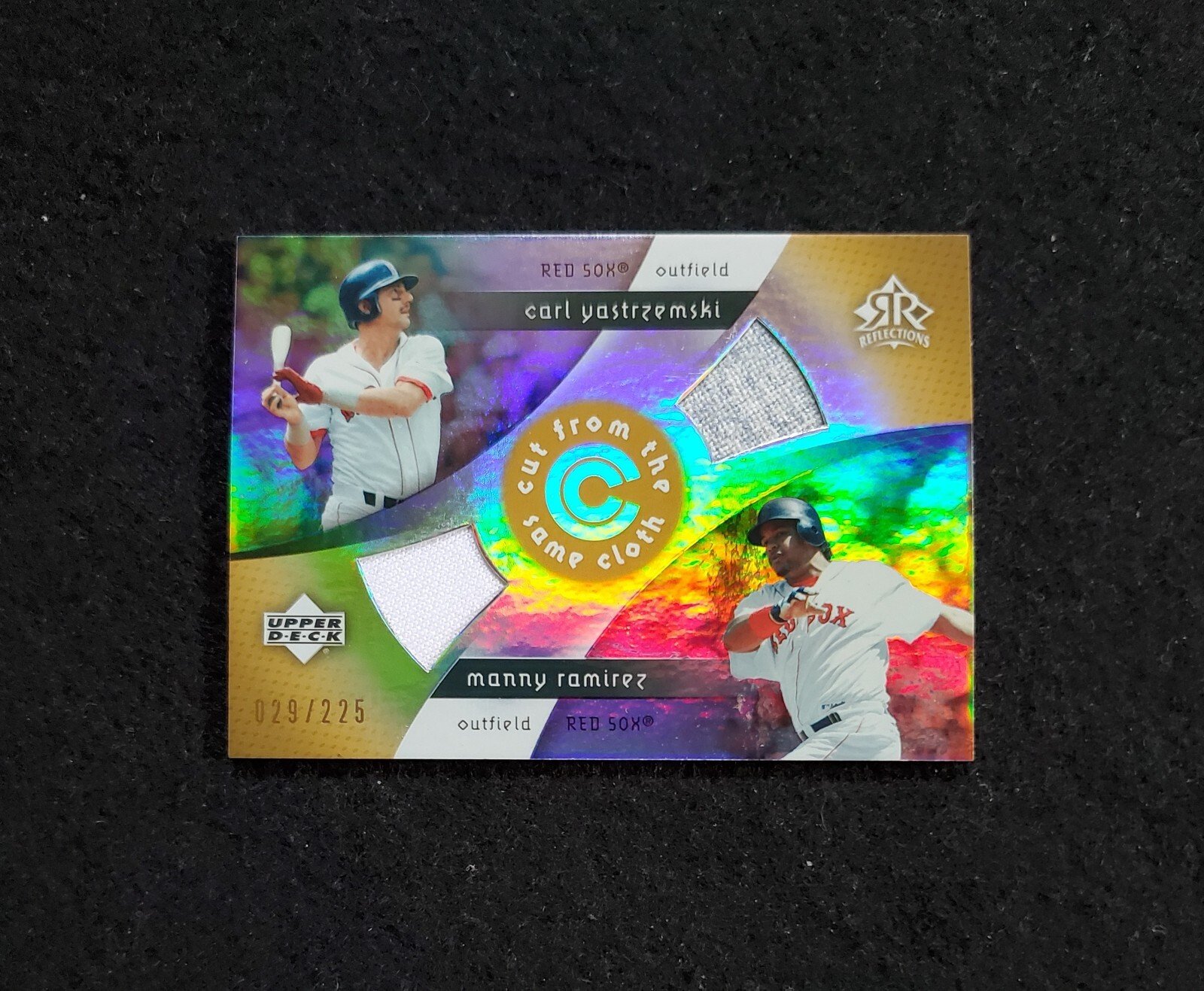 2005 Carl Yastrzemski Manny Ramirez UD Reflections Game Used Jersey /225