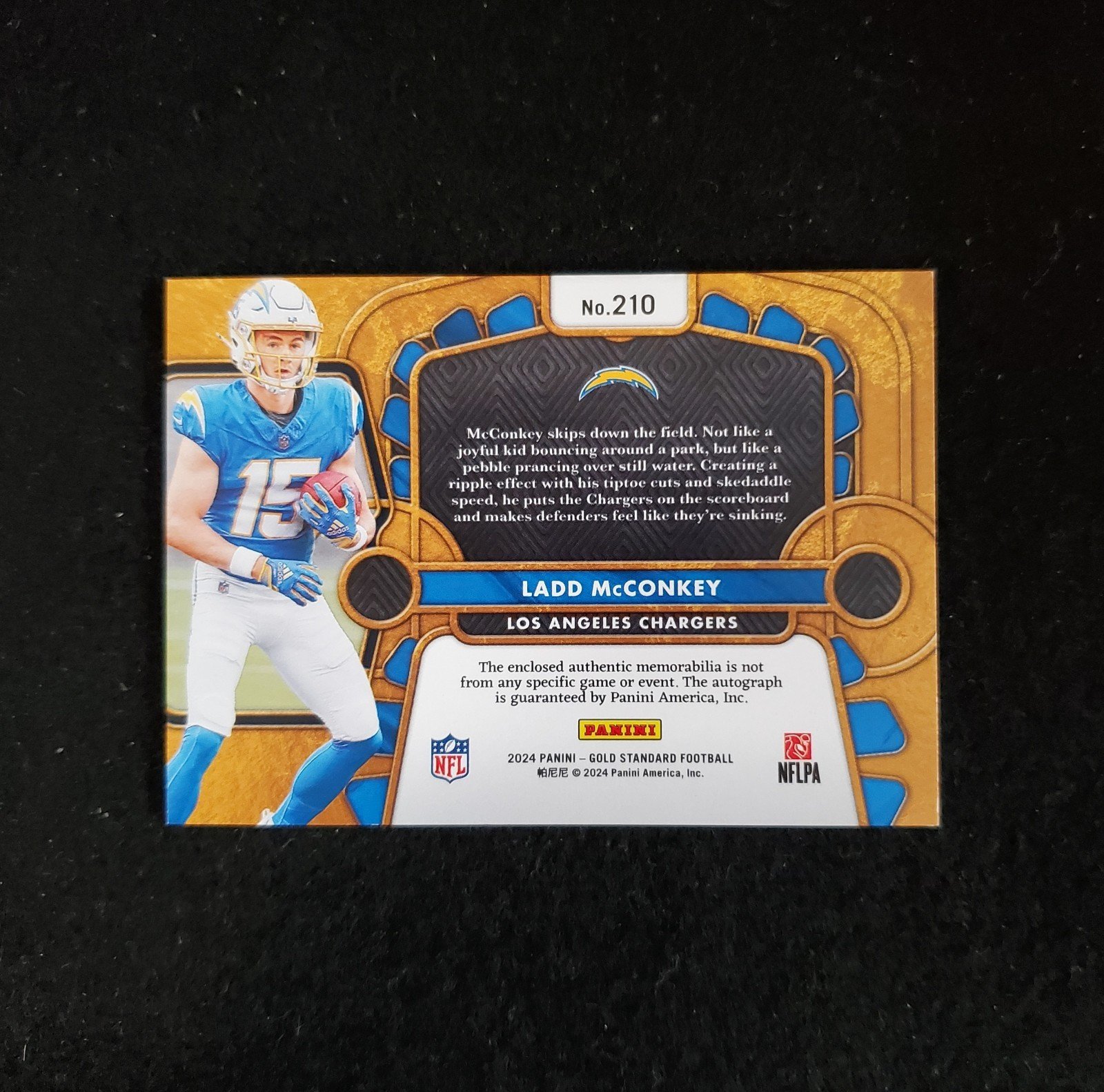 2024 Ladd McConkey Panini Gold Standard Rookie Patch Auto RPA /49 - Image 2