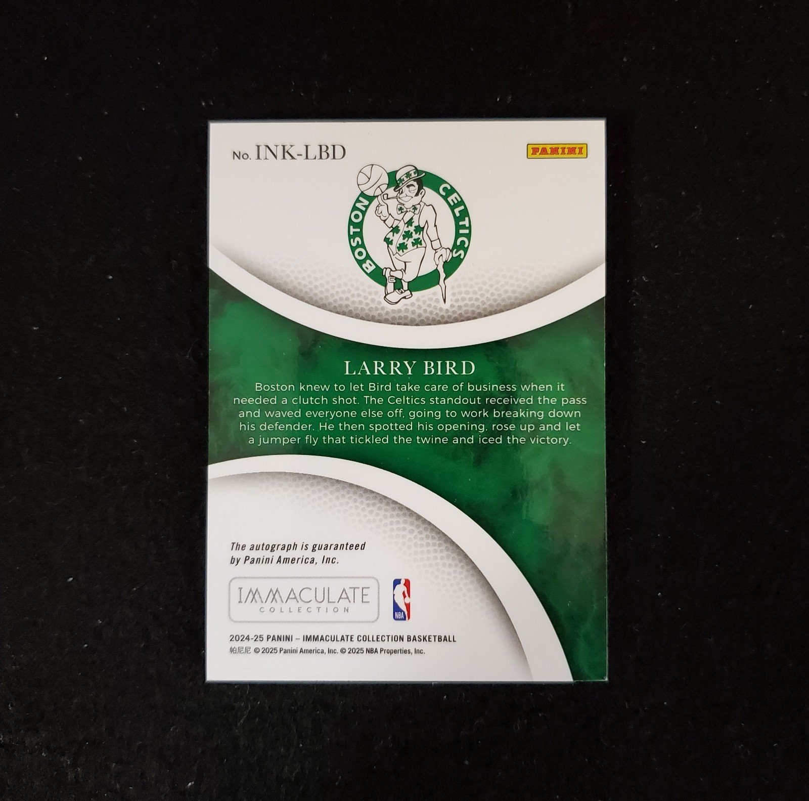 Larry Bird 2024-25 Immaculate Collection Auto 53/75 - Image 2