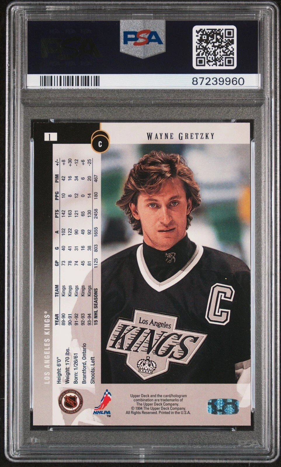 1994-95 Upper Deck Electric Ice #1 Wayne Gretzky | PSA 8 | - Image 2