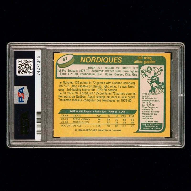 1980-81 O-Pee-Chee Michel Goulet Rookie Quebec Nordiques PSA 7 - Image 2