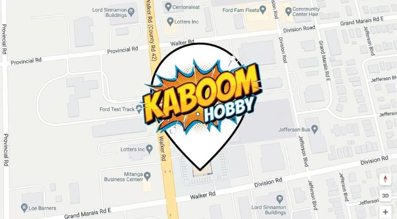 Location of the Kaboom Hobby store in Windsor, Ontario, Canada