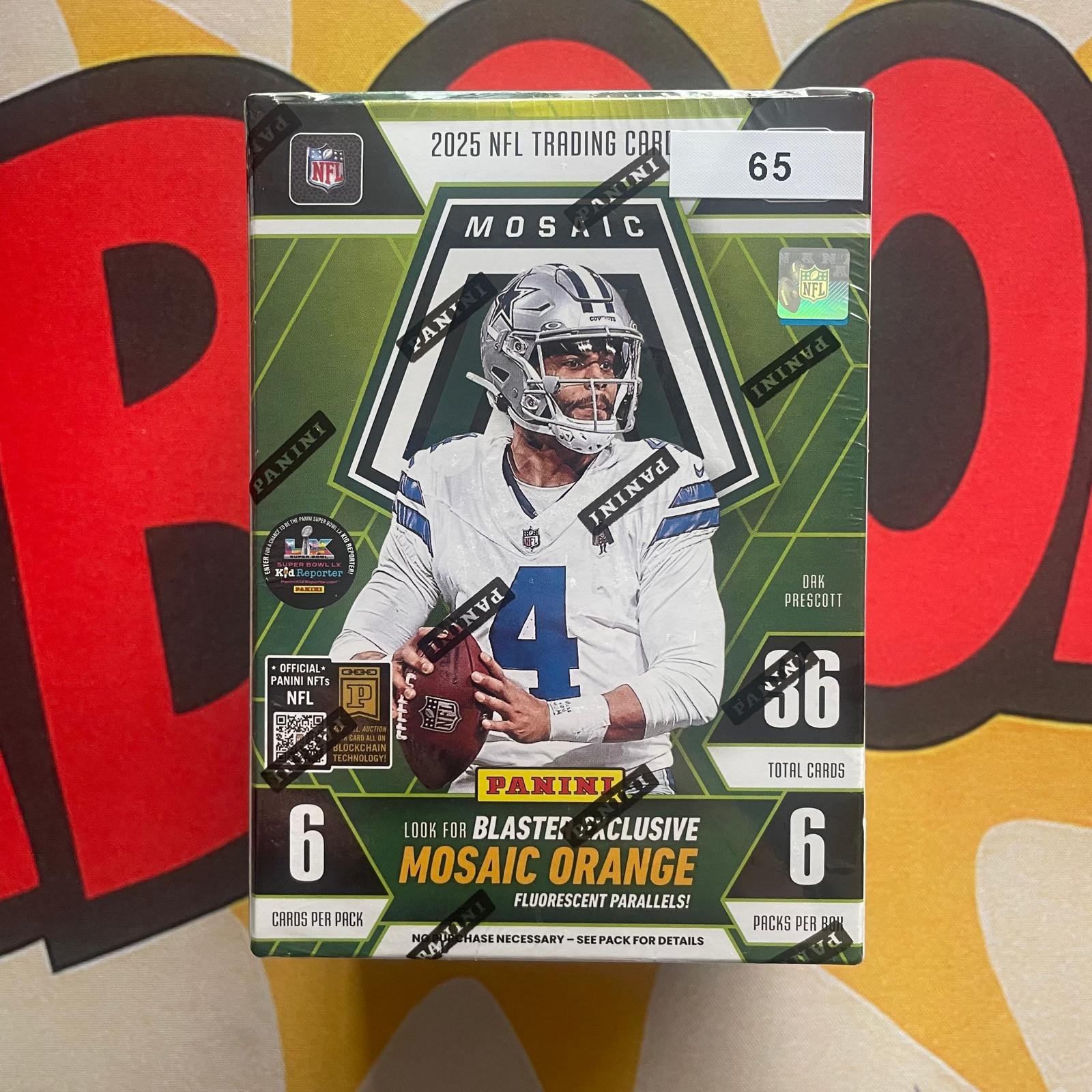 2025–26 Panini Mosaic Football Blaster Box – Retail Exclusive Mosaic Parallels & Inserts – NFL Trading Cards – Sealed Retail Box