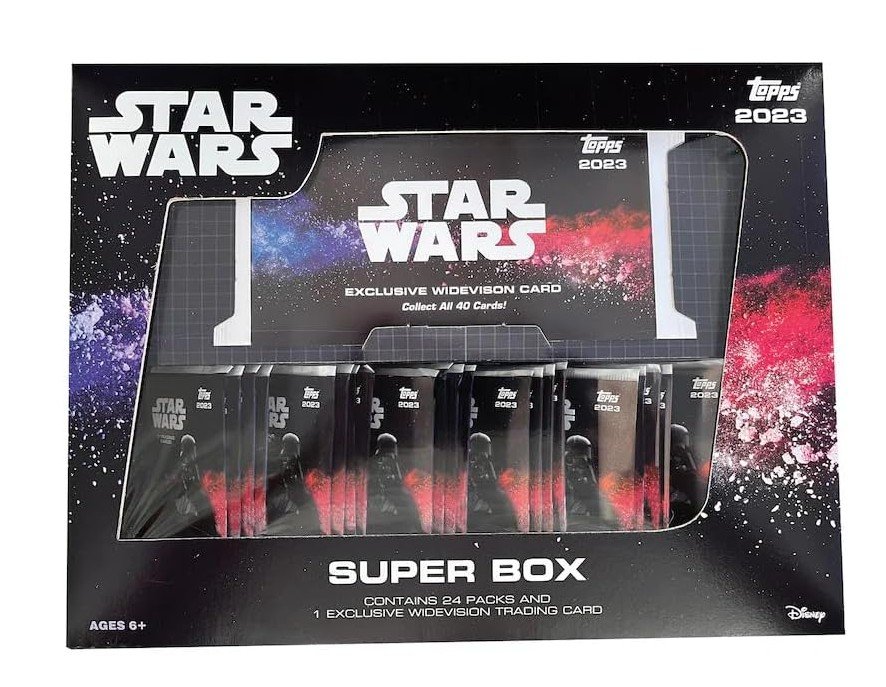 2023 Topps Star Wars Flagship Super Hobby Box 24 Packs + 1 Exclusive Widevision Trading Card